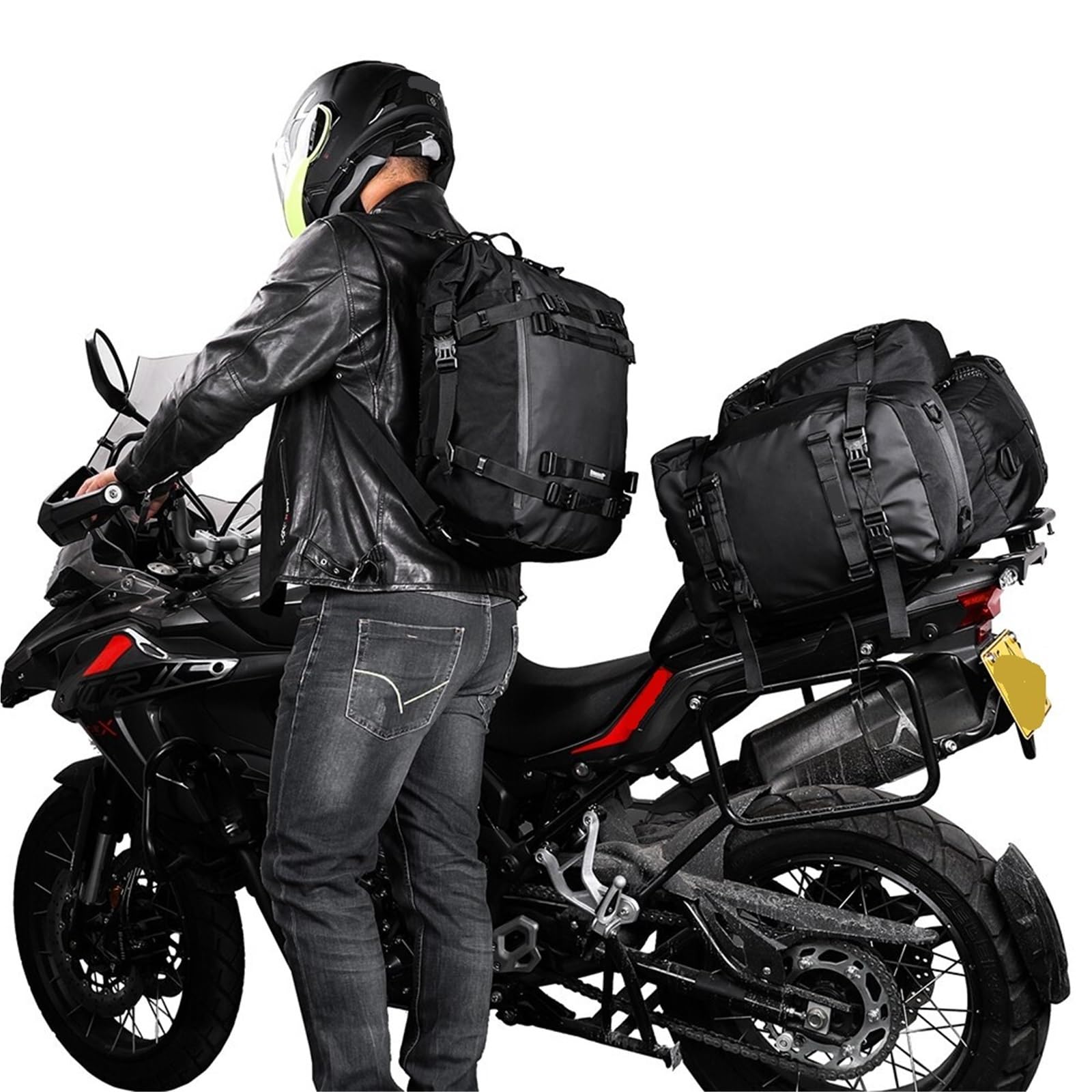 torba na siodełko motocyklowe Torba na tylne siedzenie motocyklowe, wodoodporna, torba boczna na siodło, plecak, wielofunkcyjna torba na ramię Bagaż motocyklowy torba(Black-10L)