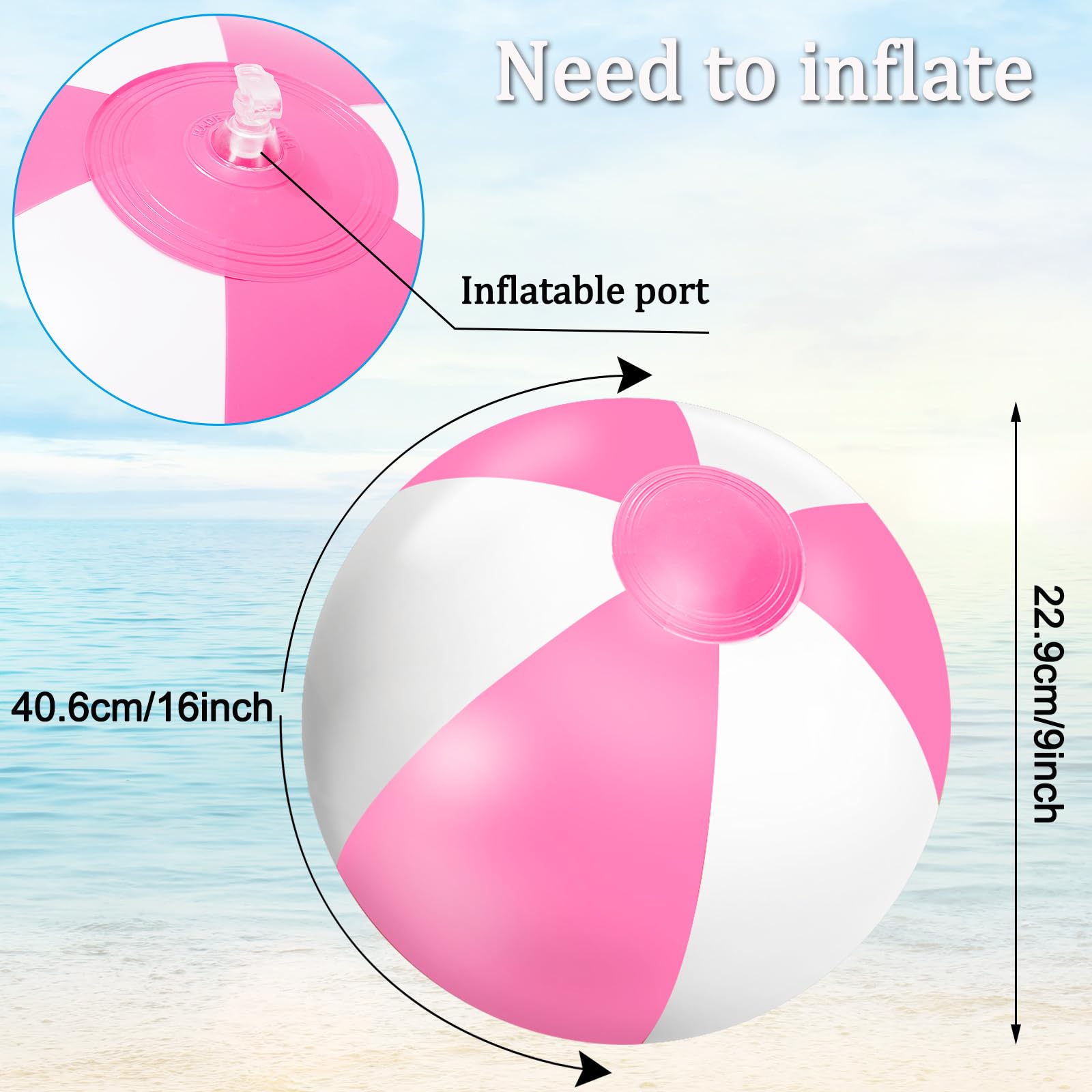 Amazon.co.jp: Whaline 3個 ピンク 空気注入式 ビーチボール 16インチ