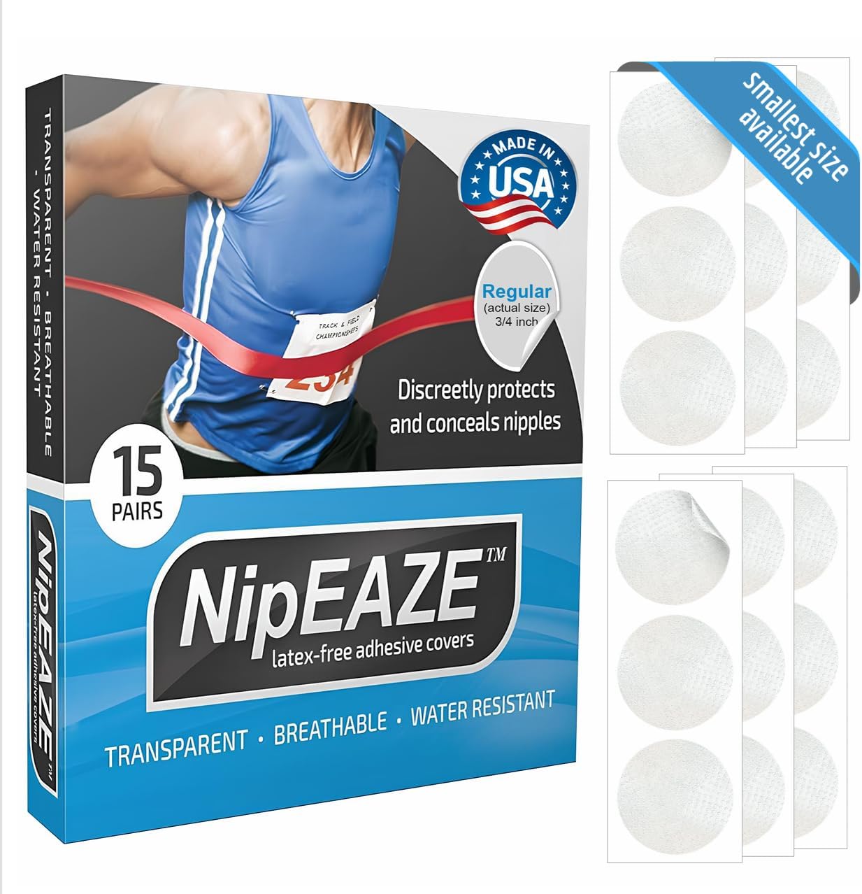NipEaze - The Original Sports Nipple Cover - Nipple Chafing Prevention (1pack, Regular)
