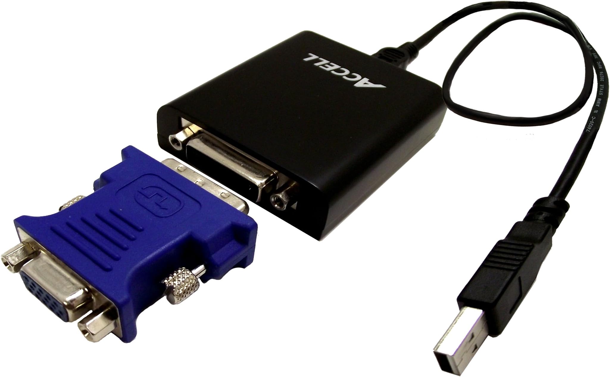 Accell J130B-001B UltraVideo USB 2.0 to DVI-I/VGA Video Adapter