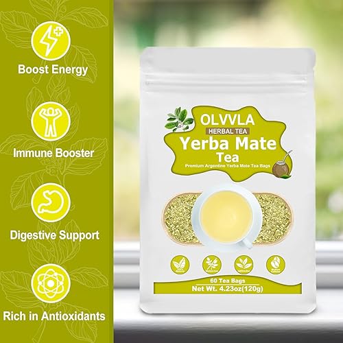 Miniatura 7 de Olvvla - Té de yerba mate prémium - 60 unidades - Bolsa de té de yerba mate argentina 100% natural - Yerba mate pura sin ahumar - Té energético de
