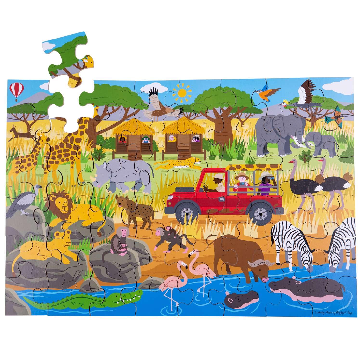 Bigjigs Toys Children's Wooden African Adventure Floor Jigsaw Puzzle (48 Piece)