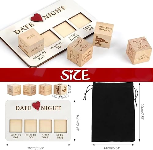 Miniatura 2 de Dados de noche de cita después de la edición oscura, juego de mesa de madera para pareja, dados de decisión, para él y ella, regalos divertidos de