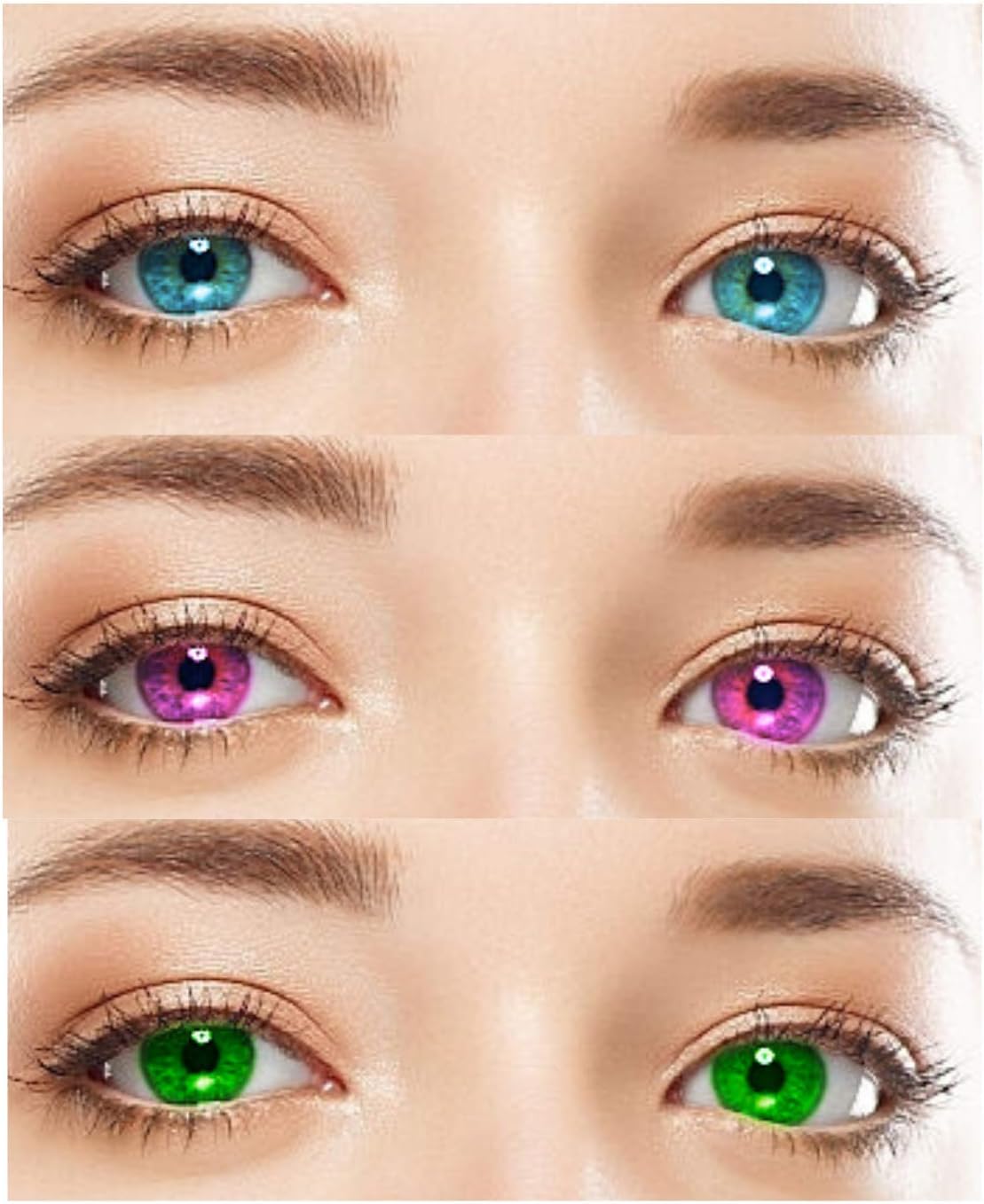 Glance Gallaxy 3 Pair Monthly Colored Aqua Violet Green Contact Lenses for Eye Men and Women with 1 Lens Storage Box