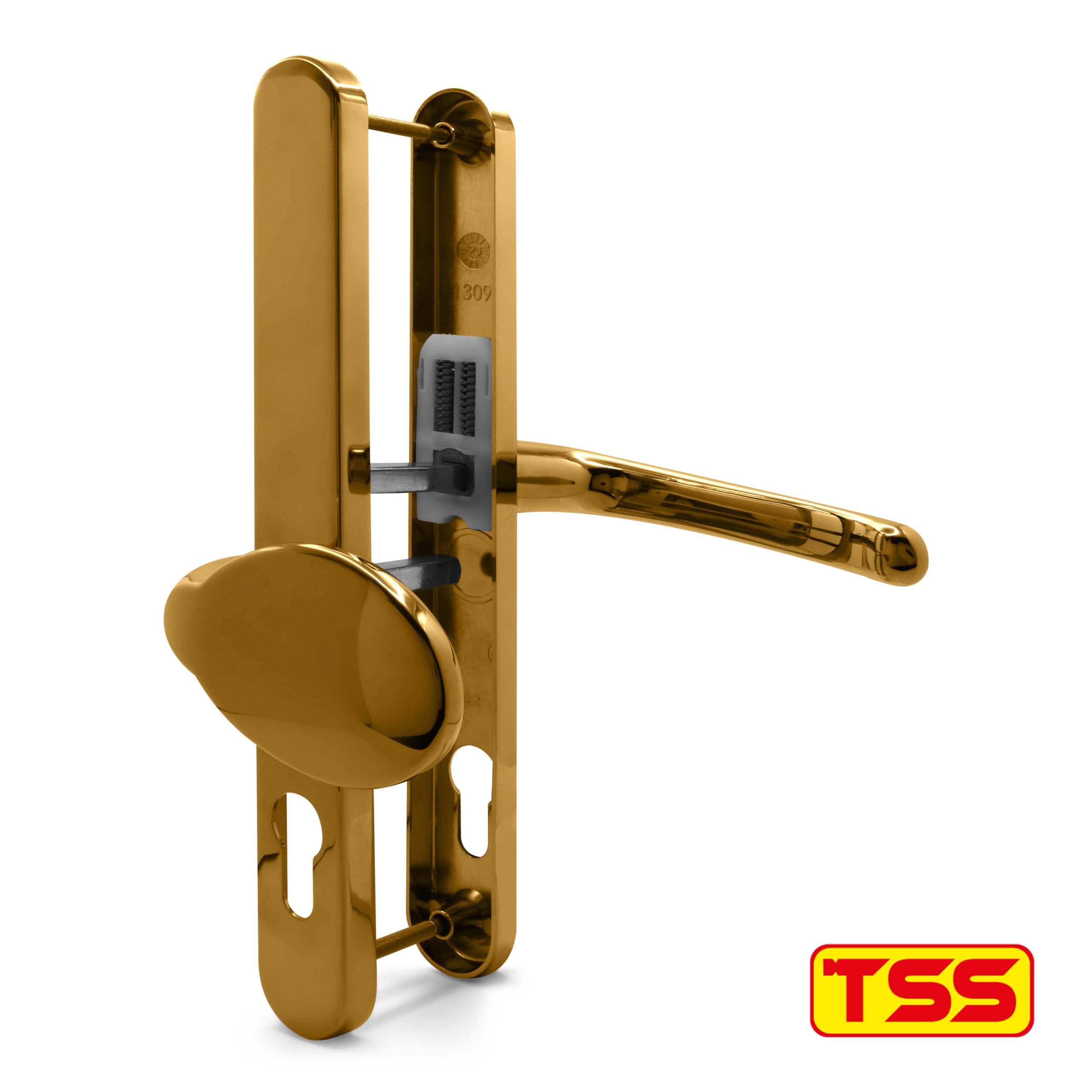 TSS UPVC Door Handles Set, Lever Moveable Pad, 92mm / 62mm PZ (Centres), 240mm Screw to Screw, Backplate 272mm X 32mm - Image 3