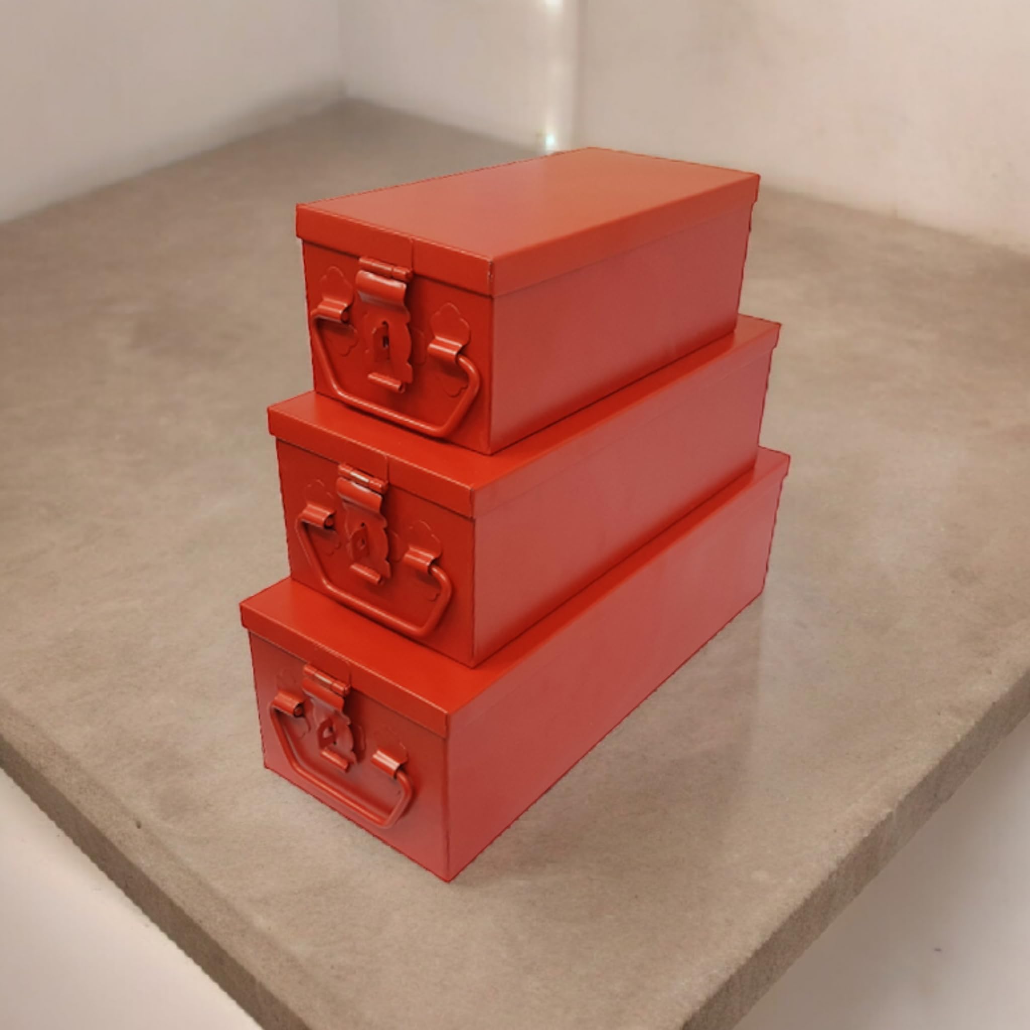 JOWEL Stainless Steel Locker Boxes Jewellery Boxes Cash Peti Set (Multi_Pack of 3) Size -8.2 Inch, 10.2 Inch, 12.2 Inch. (Red) (B09PYFLW43) Amazon Price History, Amazon Price Tracker