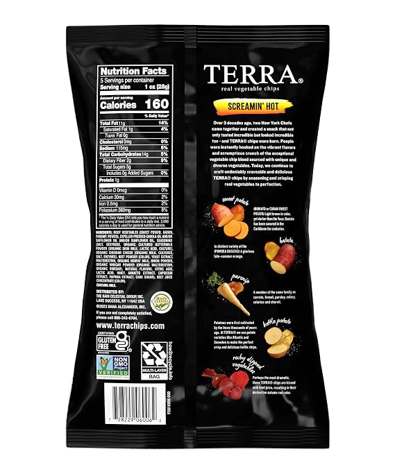 Terra Chips Screamin' Hot Vegetable Chips, 5 oz (Pack of 12)