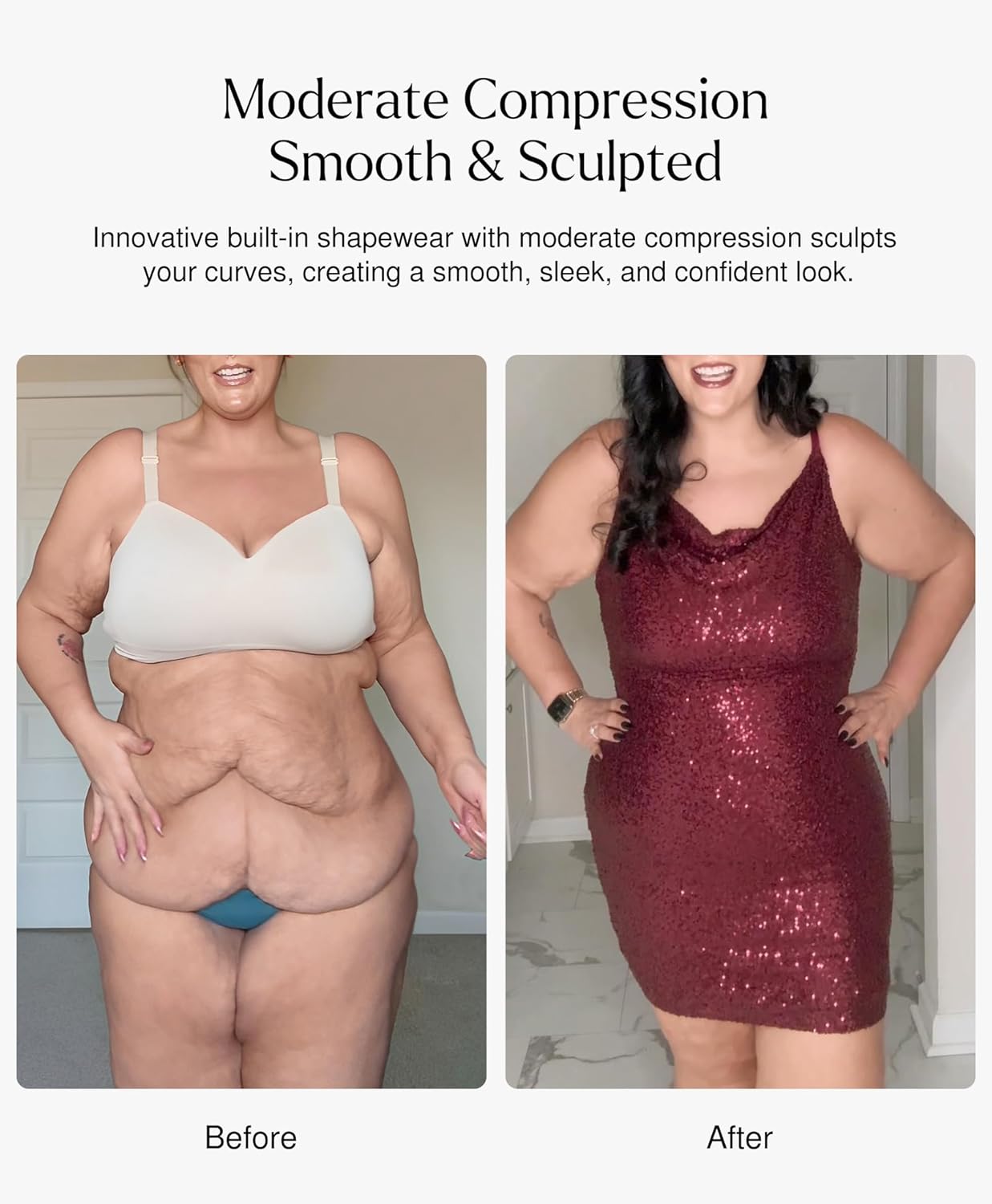 Popilush Sequin Mini Dress for Women - Slimming Shapewear with Cowl Neck Bodycon Sparkly Gown Cocktail Party and Club - Image 7