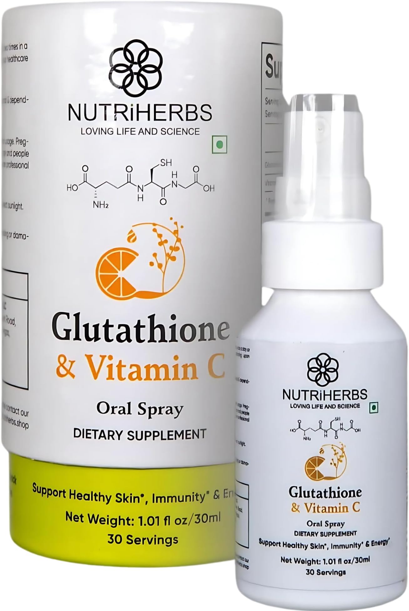 Glutathione Oral Spray with Vitamin C - Enhanced Absorption, Antioxidant Supplements, Support Immunity, Healthy Skin & Hair (30 ml)