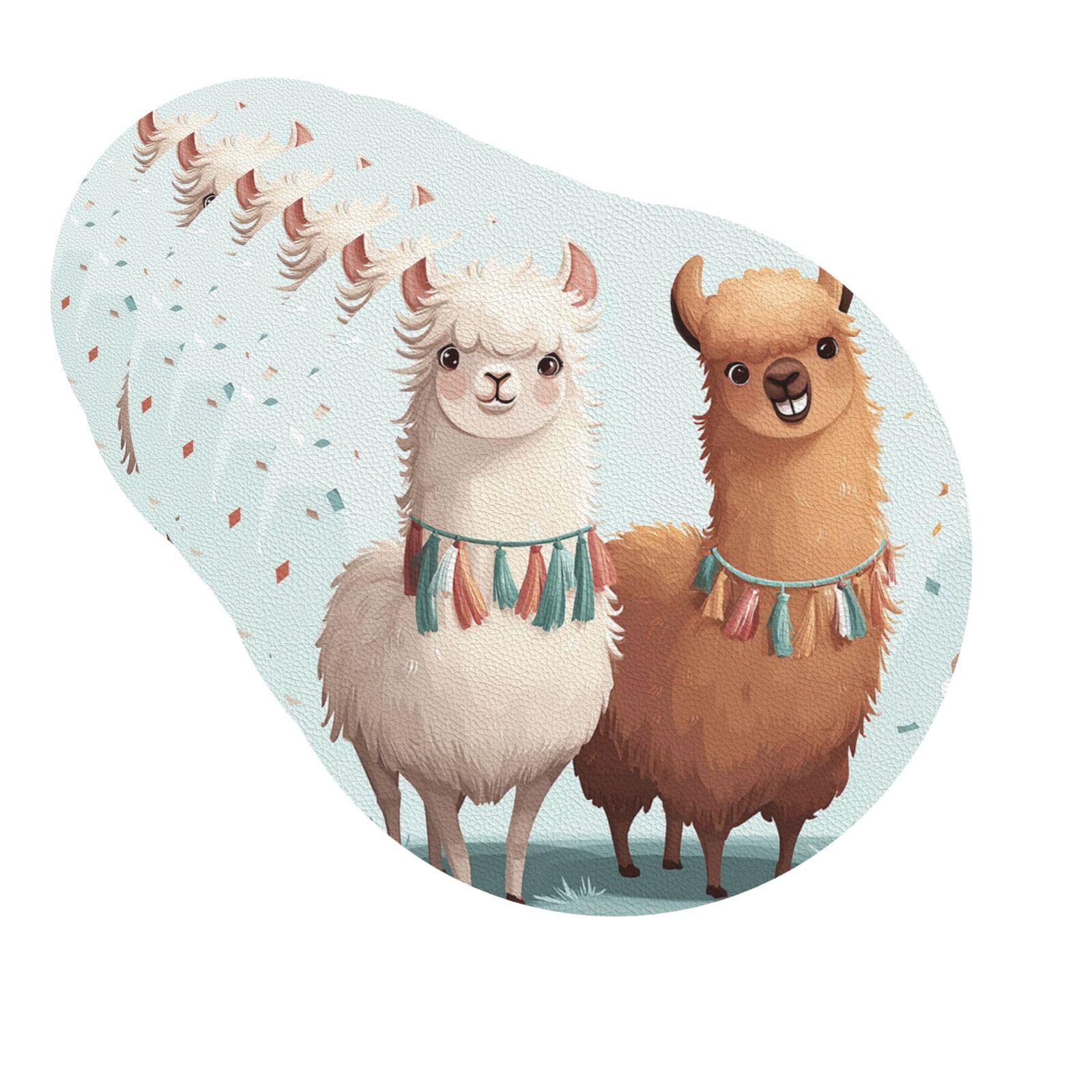 Mxzerfkgla Round Shape Drink Coasters Set Of 6 Decorative Leather Coasters Llama Alpaca Coasters For Drinks Cups Mugs Mat Pads Absorbent Non-Slip Coasters For Coffee Table Kitchen Bar Home Decor