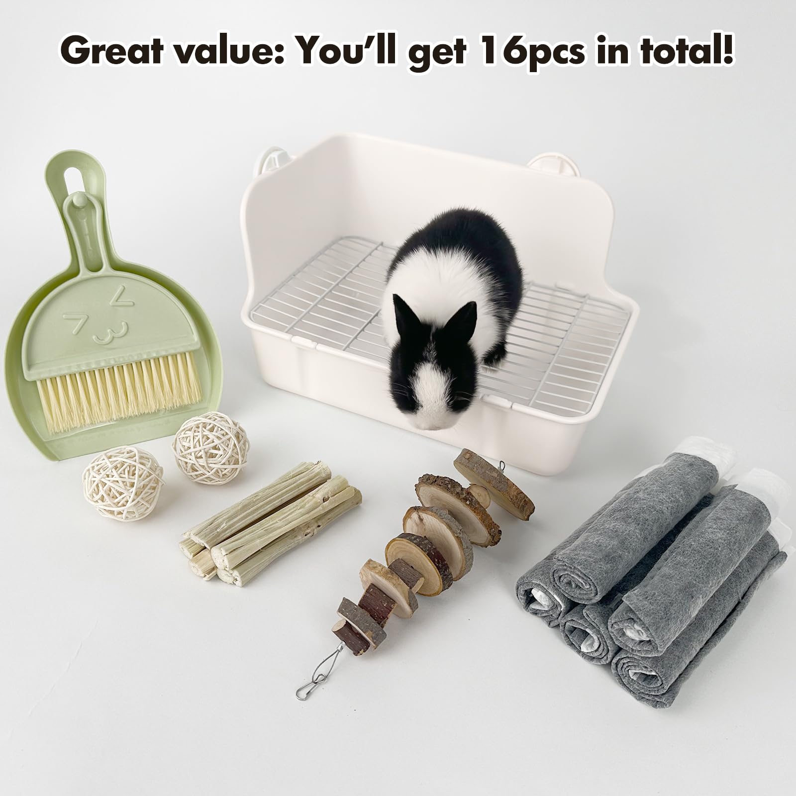 RUBYHOME Rabbit Litter Box Bunny Litter Box Guinea Pig Potty Trainer Corner Bedding Pet Potty Pan for Rabbit Guinea Pig Ferret Small Animal Cage Accessories - image 7