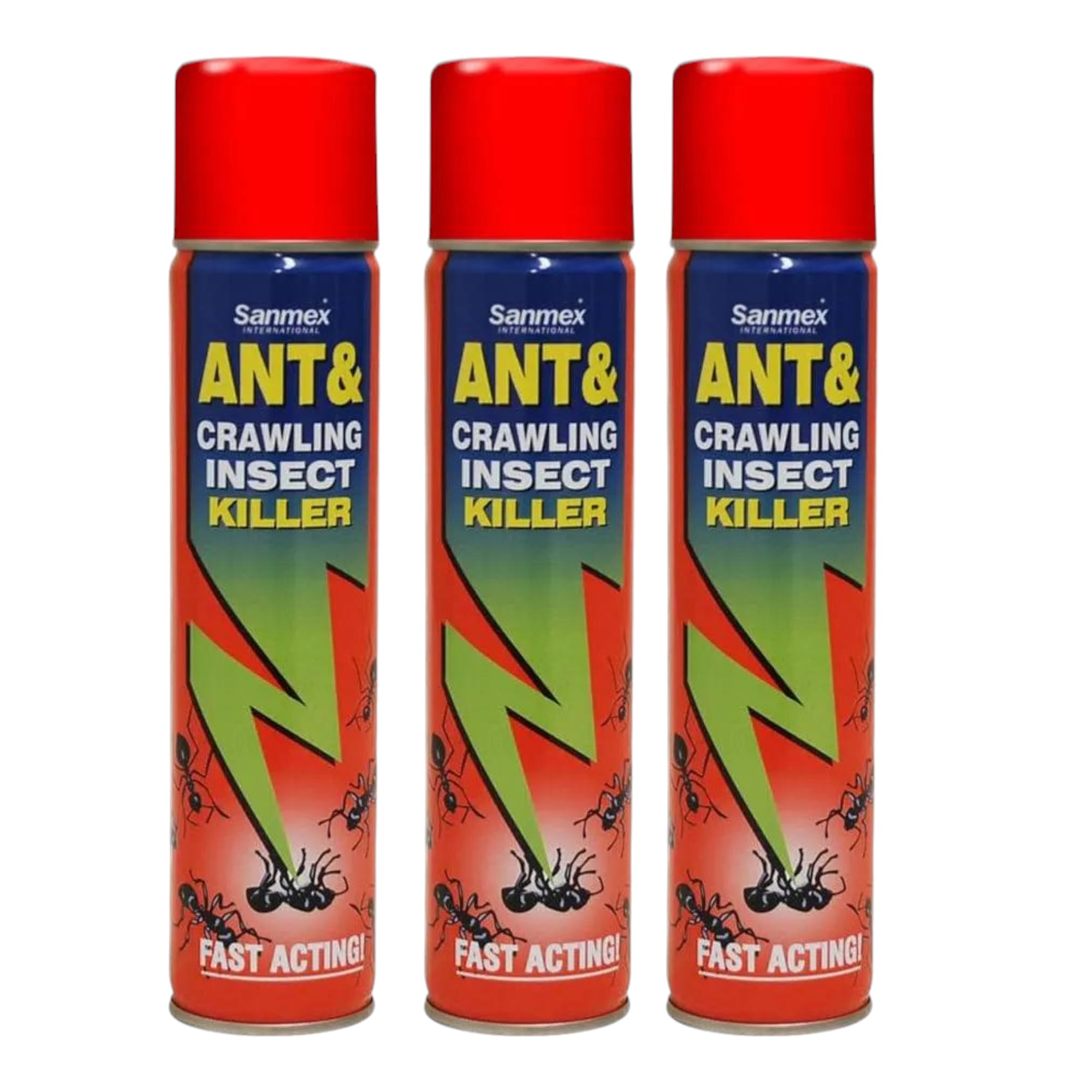 3 x 300ml Sanmex Ant & Insect Killer, Fast Acting and Effective Against Ants, Cockroaches, and Other Crawling Insects Spray(900ml)