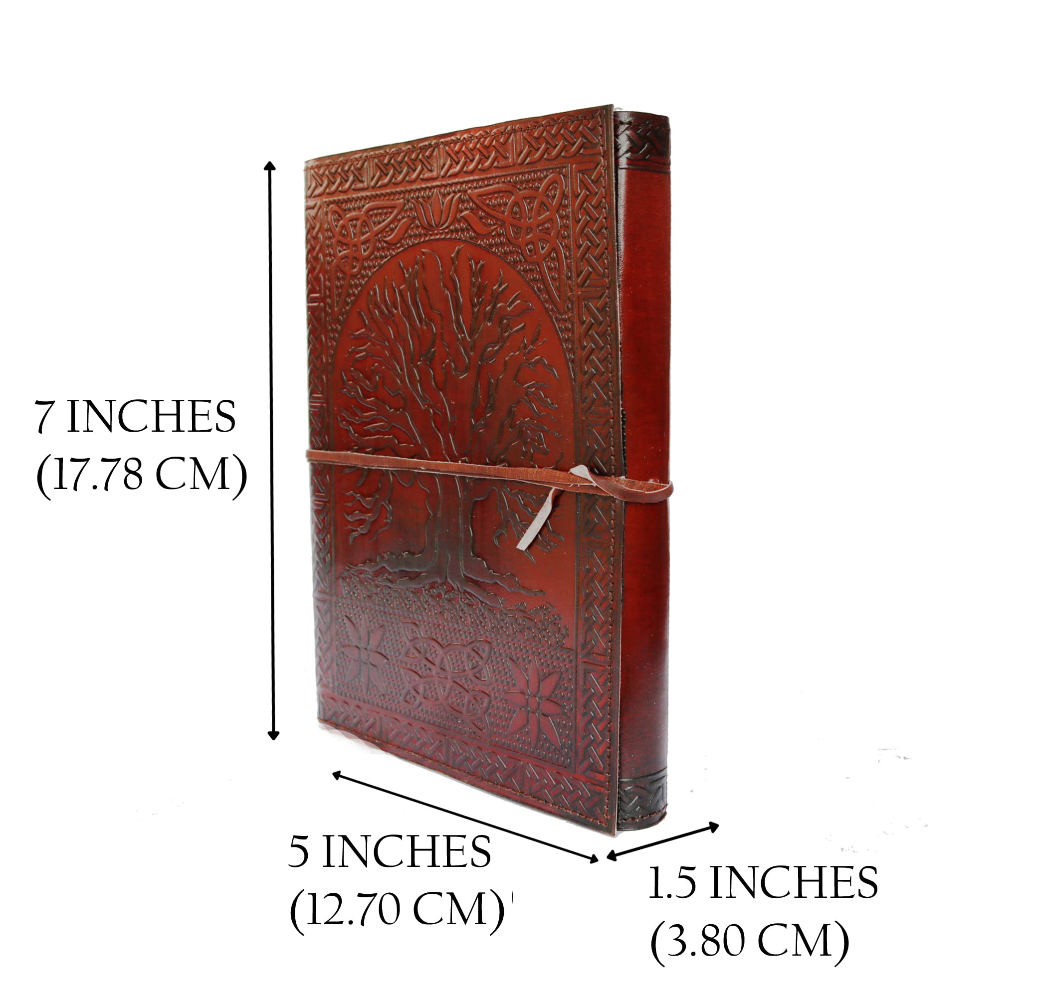 18 Cm Bloc-notes Carnet Cahier Feuilles Leather journal Intime avec Couverture en Cuir Fait à la Main arbre de la vie Celtique Vintage Leather journal