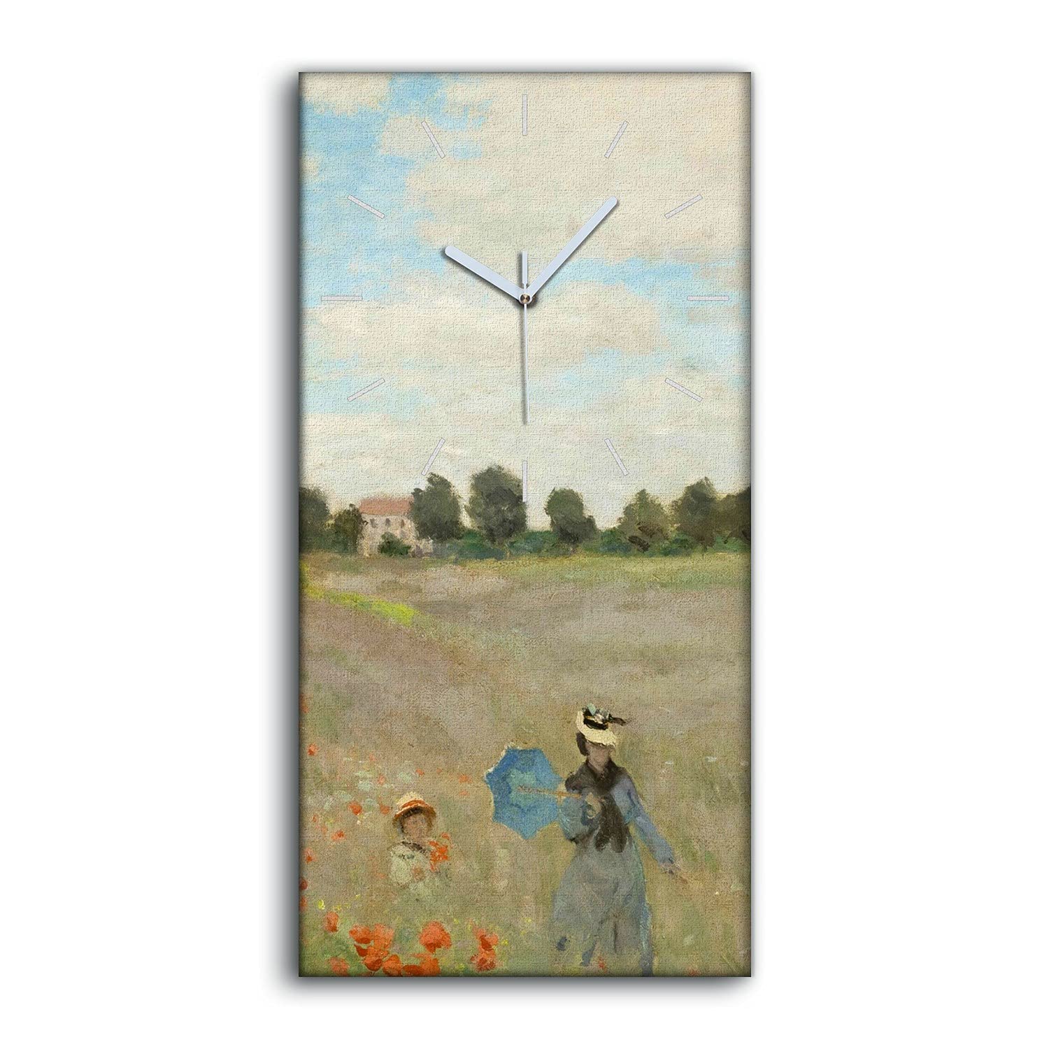 Horloge sur Toile Coquelicot Décoration Salon et Chambre Moderne 30x60