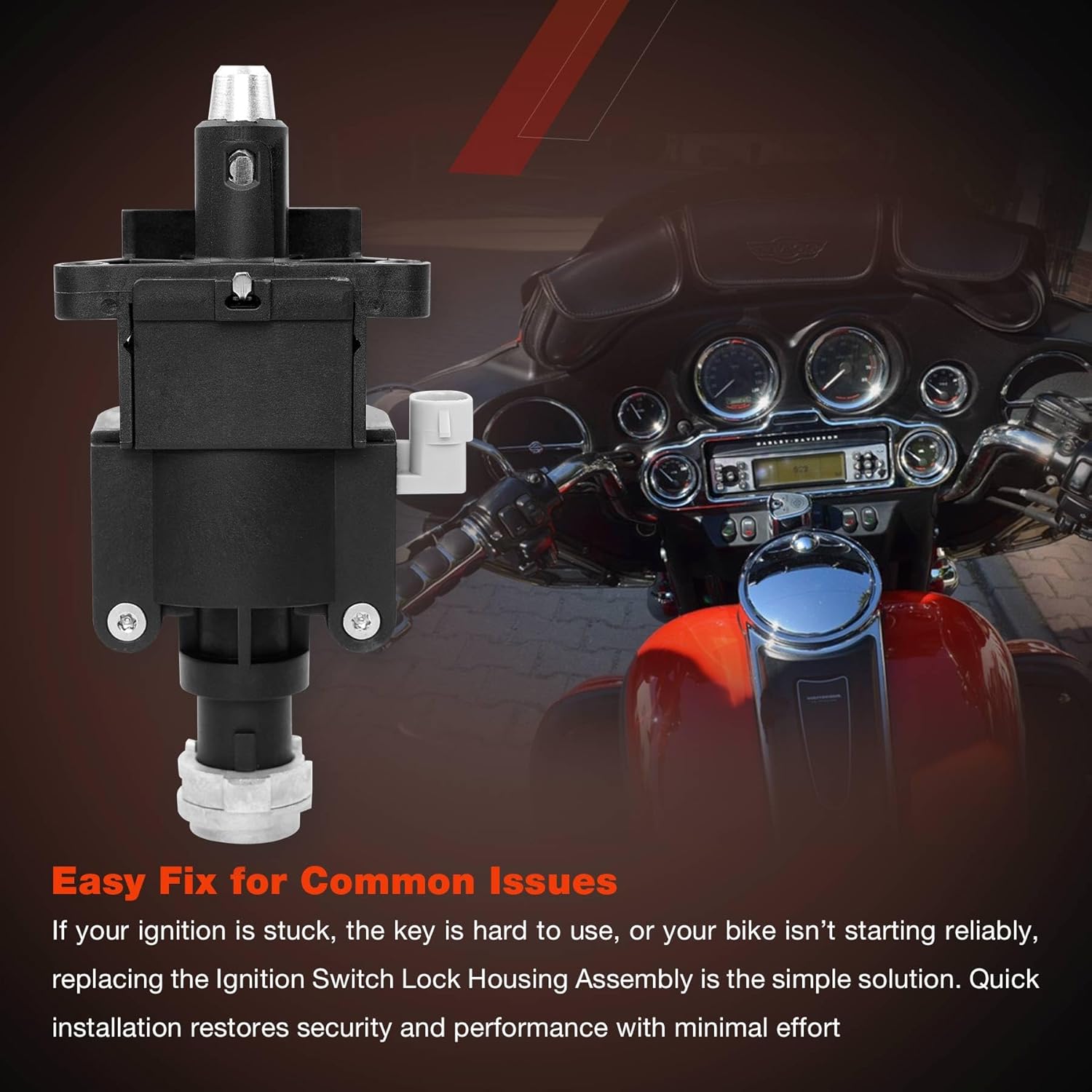 Ignition Switch Lock Housing Assembly Fit for 2014-2023 Harley Davidson Electra Glide, Road Glide, Street Glide, Tri Glide, Touring, Ultra Limited - Replaces OEM 71400012B, 11753, 71400012B-003