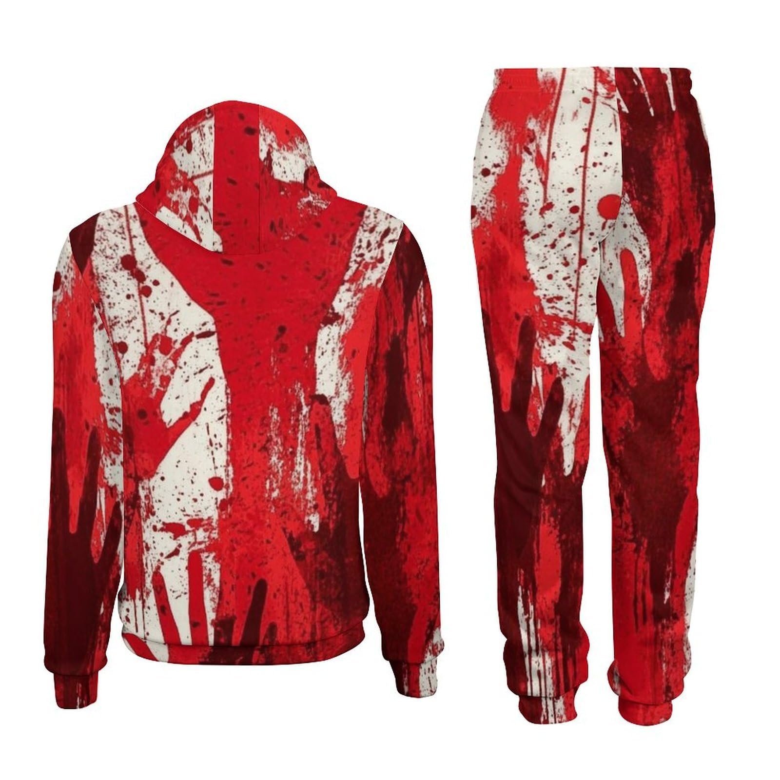 Felpa con cappuccio da uomo con stampa bianca rossa tuta casual pullover