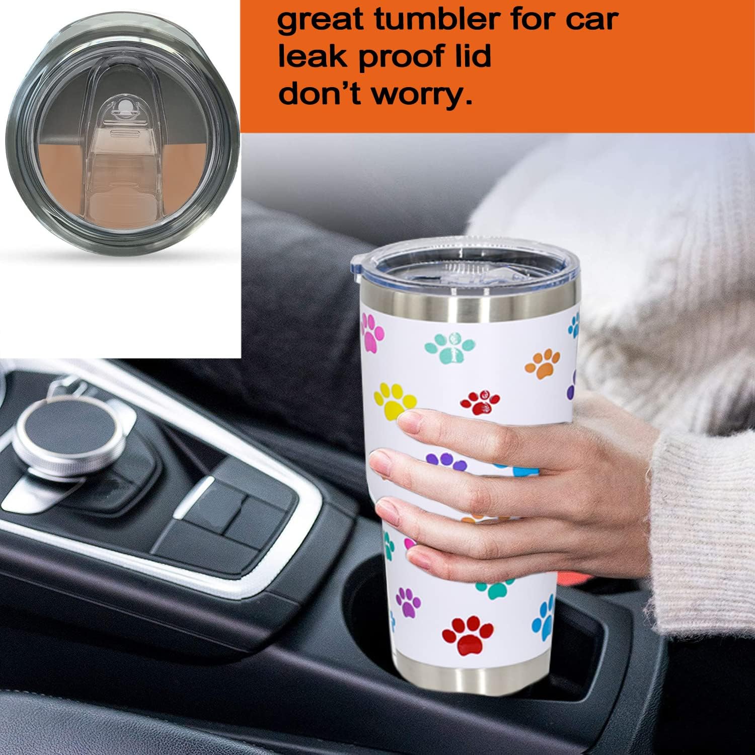 Dog Mom Tumbler Dog Lovers Gifts Stainless Steel Travel Coffee Mugs Paw Print Cups with Lid, Funny 30 OZ Insulated Tumblers Dog Mom Compound festival Gifts for Dog Lovers Women - Image 2