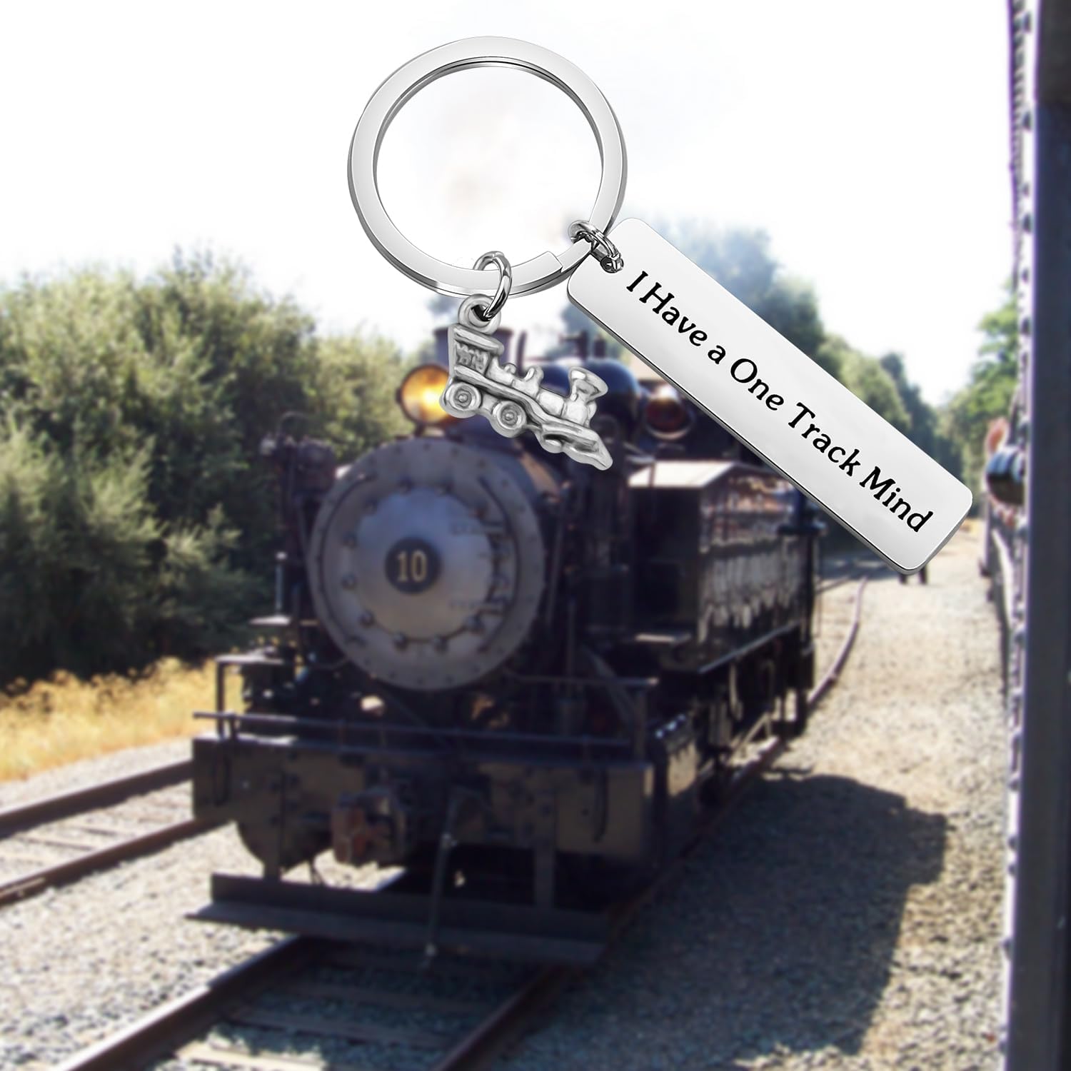 PLITI Railroad Gift Train Lover Gift Train Driver Gift I Have A One Track Mind Train Keychain For Railroad Worker
