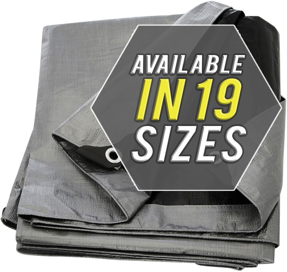 Tarp Cover 8X10 Silver/Black 2-Pack Thick Material, Waterproof, Great for Tarpaulin Canopy Tent, Boat, RV Or Pool Cover! 8X10 (2-Pack) .Silver-medium Weight Protection