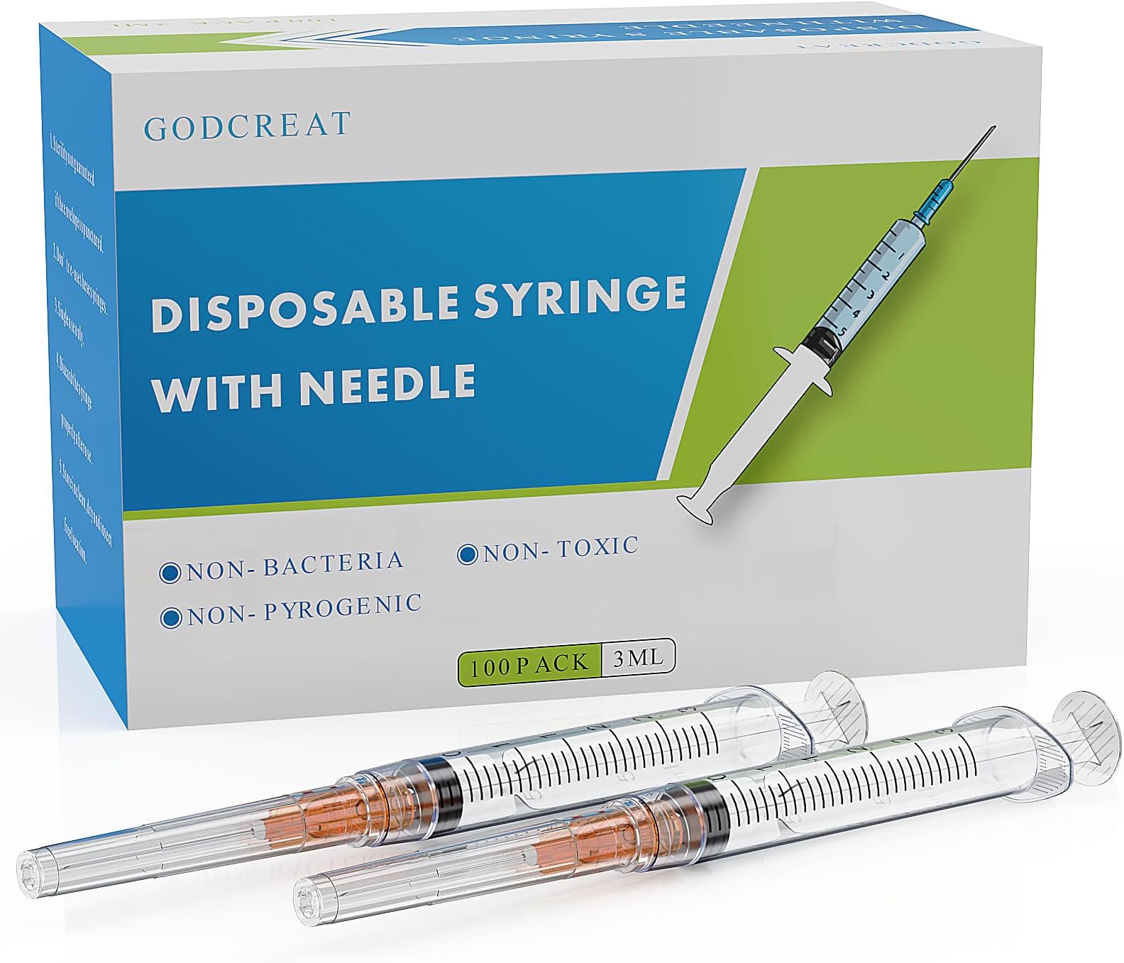 3ml Syringe with 25 Gauge 1", Individually Packaged Luer Lock Industrial Accessories, Lab Measurement Tools, 100-Pack
