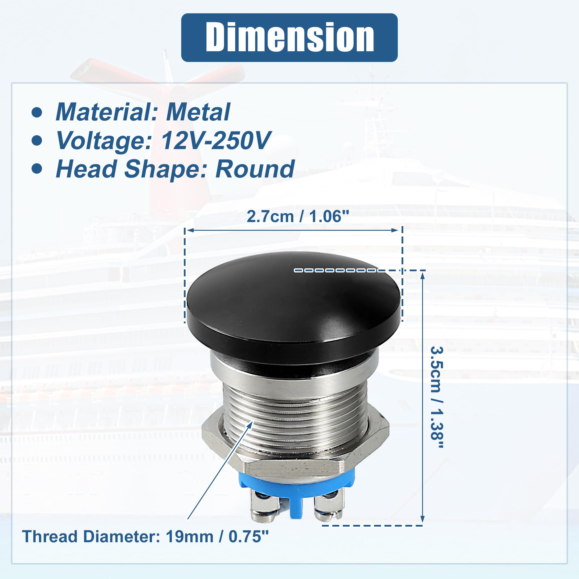 APEM AV24LB4044 Pulsante Antivandalo 24mm Inox No/Nc 5A 250V IP65