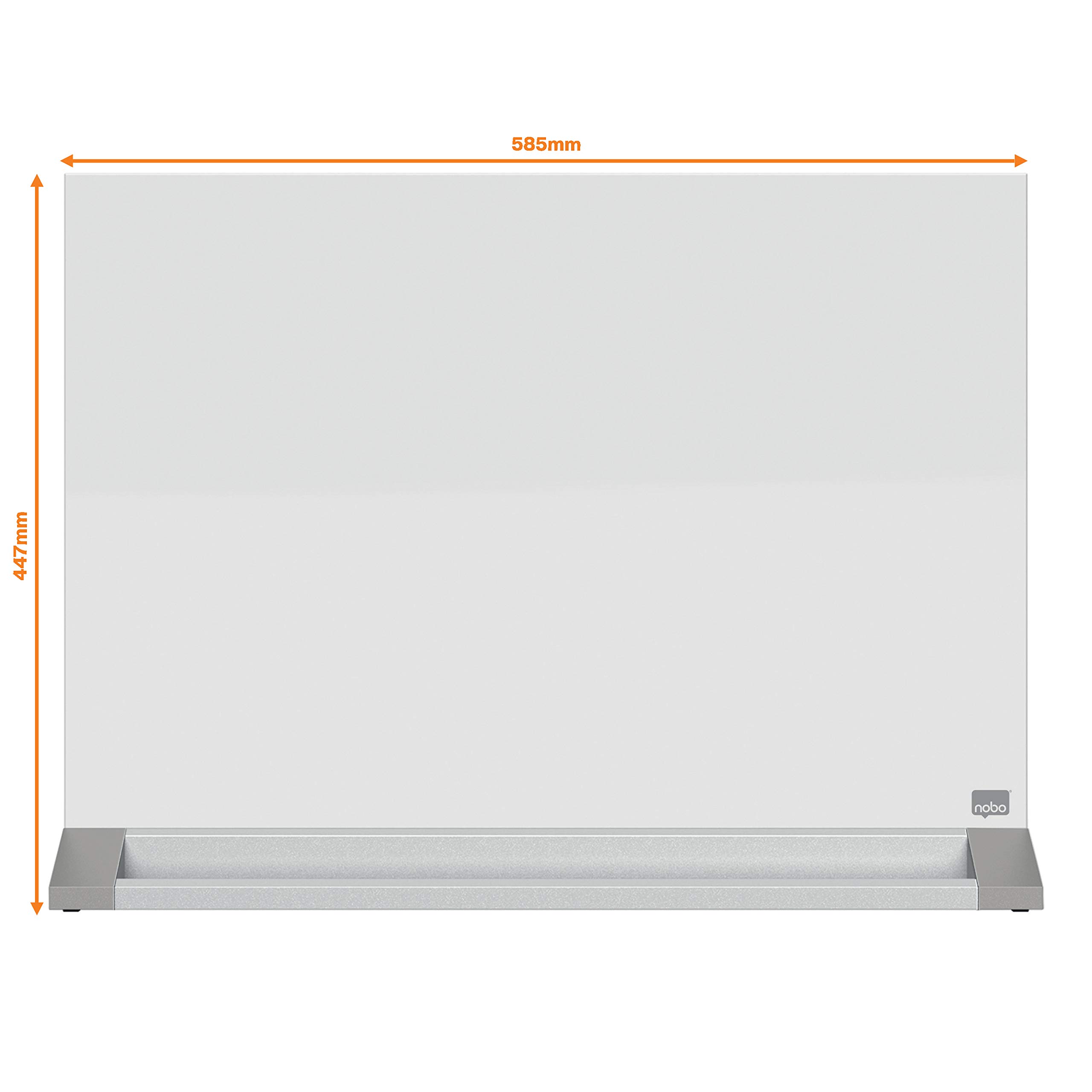 Nobo Pizarra Magnética Estable de Cristal para Escritorio, Doble Cara y Limpiado en Seco, Sin Marco, Casa/Oficina, Incluye Rotulador e Imanes, Se Tiene de Pie, Blanco Brillante, 585 x 447 mm, 1905265