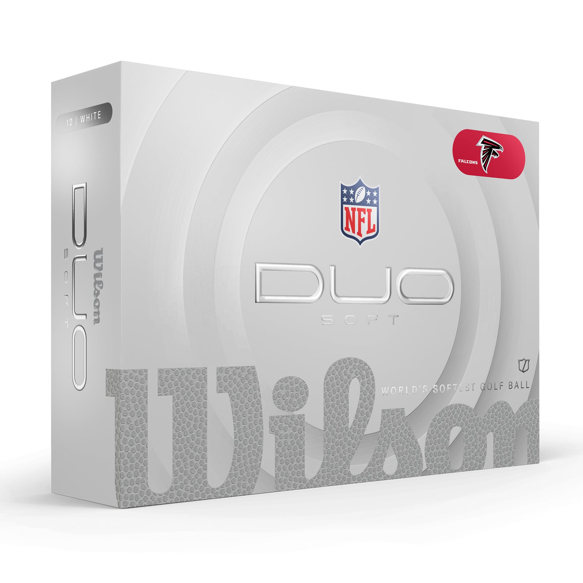 WILSON 2025 Duo Soft NFL Golfball, 12 Bälle, Weiß, Atlanta Falcons