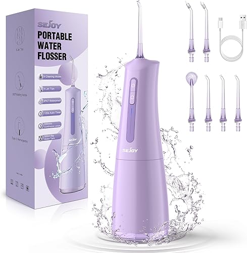 Irrigador dental dental con tanque de 10.1 onzas, 4 modos, 6 puntas de chorro, irrigador oral dental para el hogar y viajes para cuidado bucal, púas