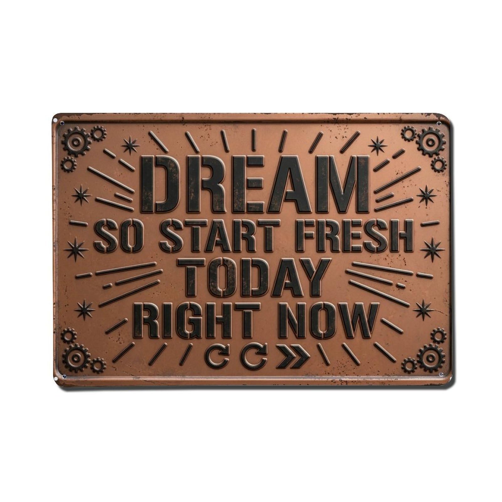 Fresh Start Today Decor Retro Motivational Slogans Metal Tin Sign Plaque Wall Decor for Cafe, Club Bar, Office, Home Garden Metal Poster 8x12Inch