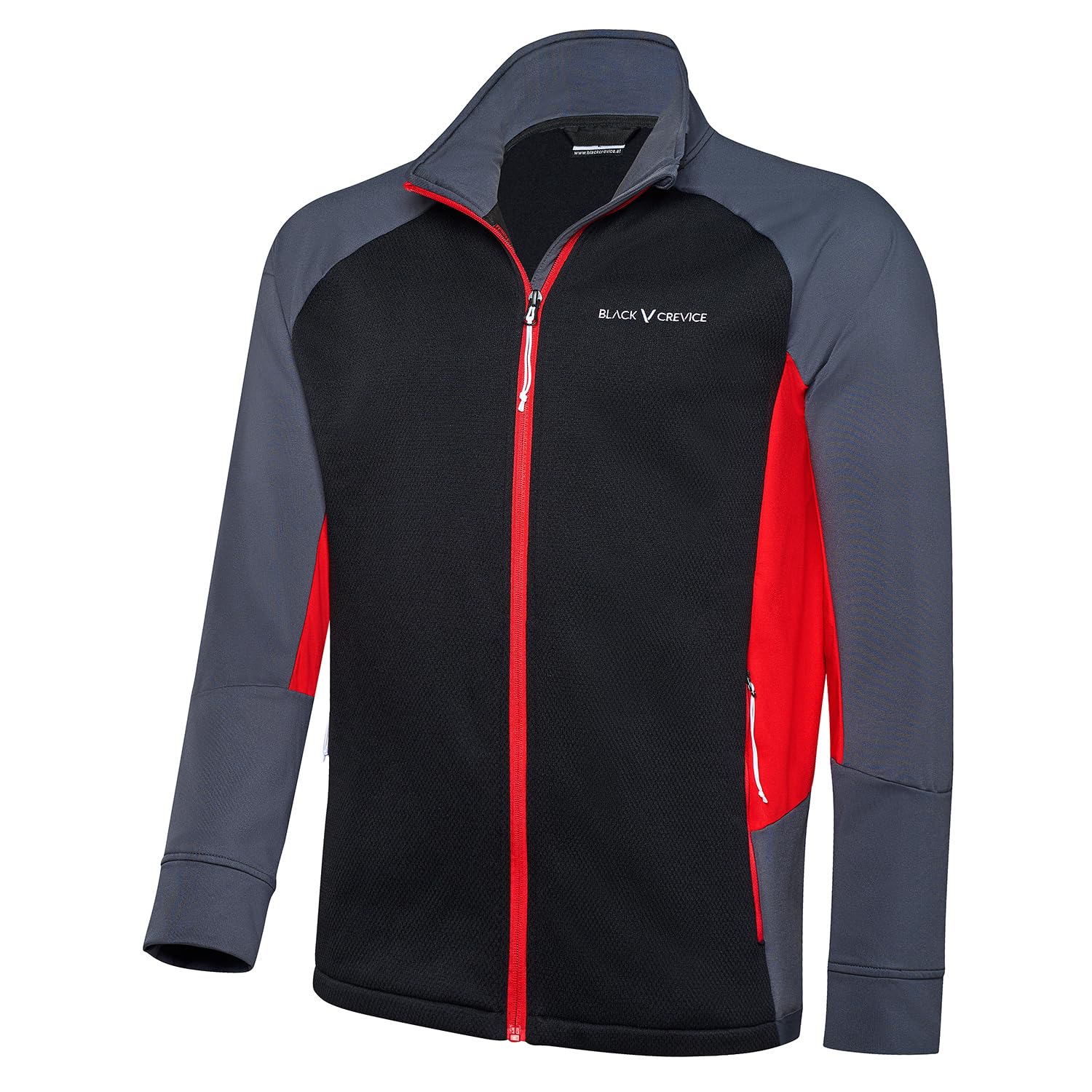 Black Crevice - Midlayer Jacke Herren I Fleecejacke mit Stehkragen I Materialmix I Funktionsjacke - atmungsaktiv, elastisch & leicht I Wandern, Trekking, Outdoor, Sport & Freizeit