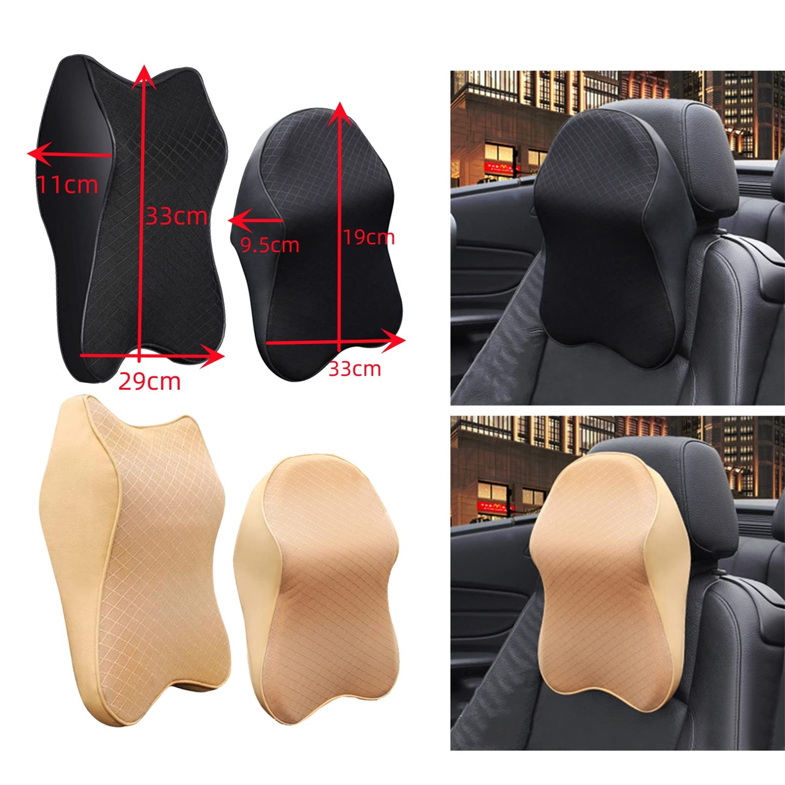 Cuscino Poggiatesta Supporto Collo Auto, Cuscino Supporto Testa Seggiolino Auto Memory Foam, Cuscini Collo Morbidi Auto Per Sedile Da Gioco Sedia Da Ufficio,Black L