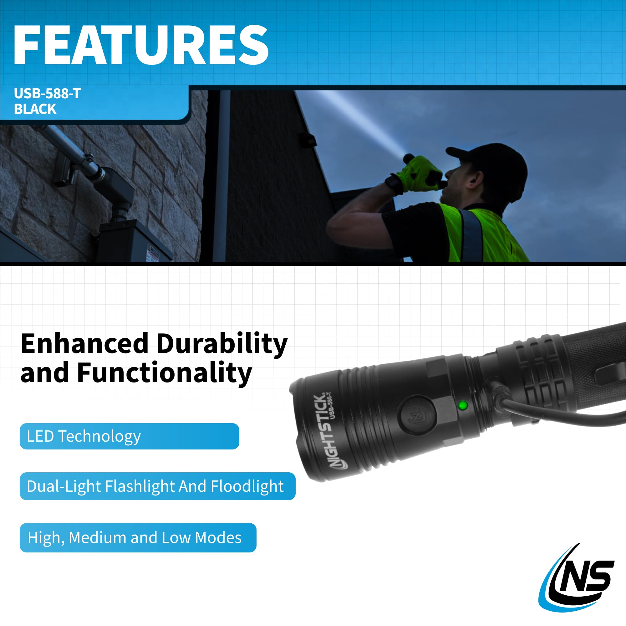Amazon.com: Nightstick USB-588-T Turbo High Candela Dual-Light