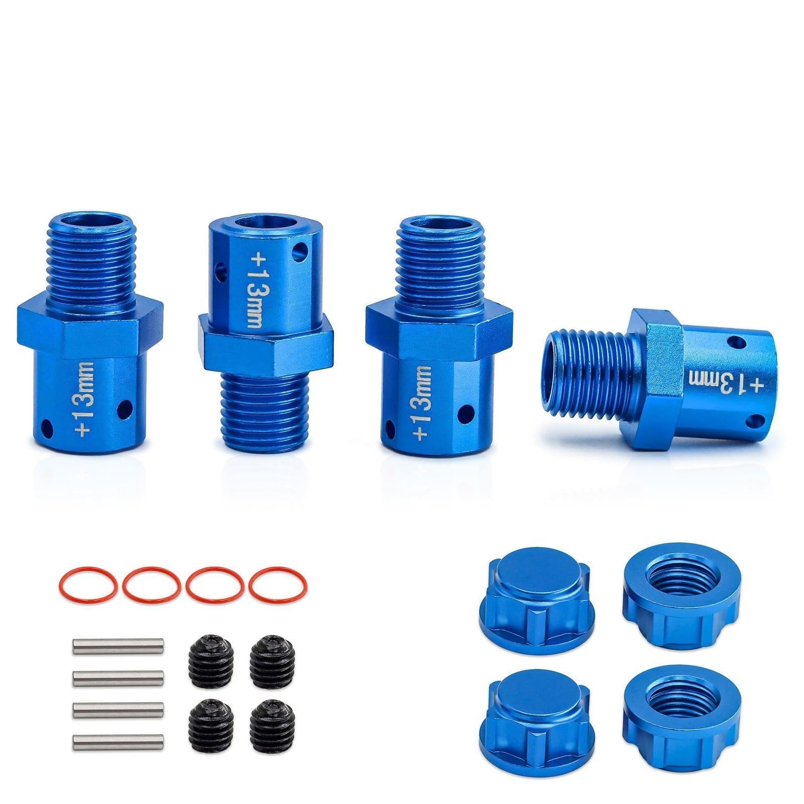 Metal 17mm Extended Wheel Hex Hub Adapter +10/13mm for Arrma 6S 1/8 KRATON Typhon Outcast 1/7 Infraction Limitless Mojave Felony(Widen 13mm Blue)