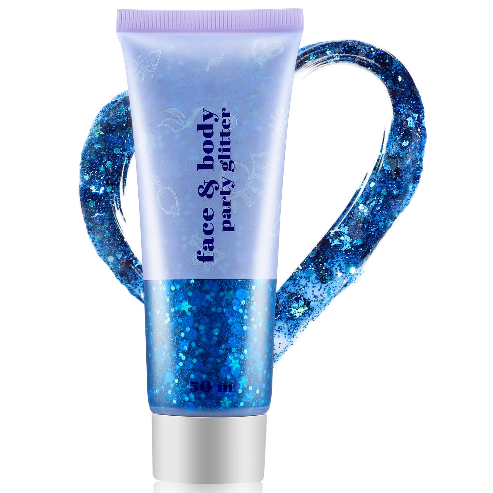 Gel De Purpurina Corporal, Purpurina Azul Para La Cara, Loción Brillante Holográfica, Gel Para Cara Y Cuerpo Para Ojos, Cabello, Uñas, Arte De Bricolaje, Ideal Para Maquillaje Fiesta Cosplay (50ml)