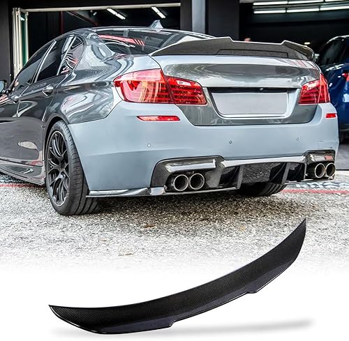 MCARCAR KIT Alerón de maletero de fibra de carbono real compatible con BMW Serie 5 2010-2016 F10 y F10 M5 Sedán, tapa trasera de maletero Highkick