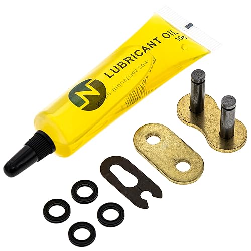 Vista 98 de Niche - Cadena de transmisión prémium sin junta tórica de alta resistencia con enlace maestro para motocicletas y ATVs 520V-X, Gris