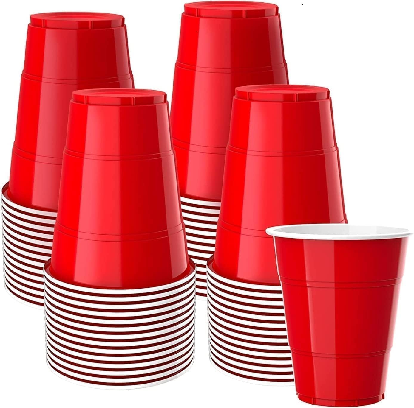 Red Plastic Cups - Disposable 12oz (50 Pack) Party Cups for Birthdays, Weddings, Picnics, Christmas, Anniversary