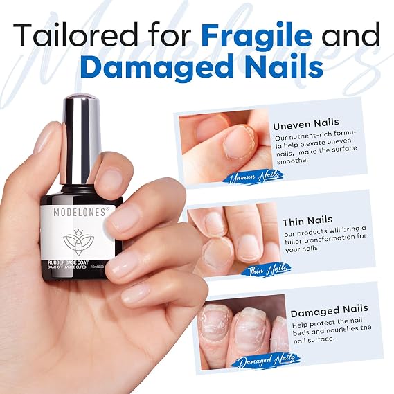 modelones Rubber Gel Base Coat Clear Builder Nail Gel for Weak Nails