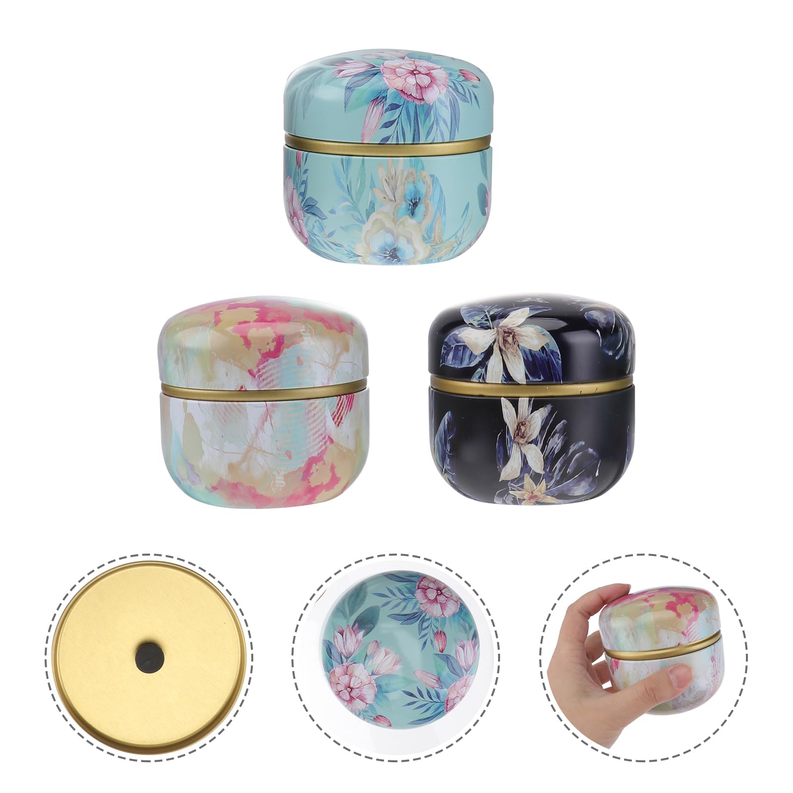 BESTonZON 6 Stück kleine Eisen versiegelte Dose mit Deckel Teedose Aufbewahrungsbehälter Küche Box in DREI verschiedenen Designs