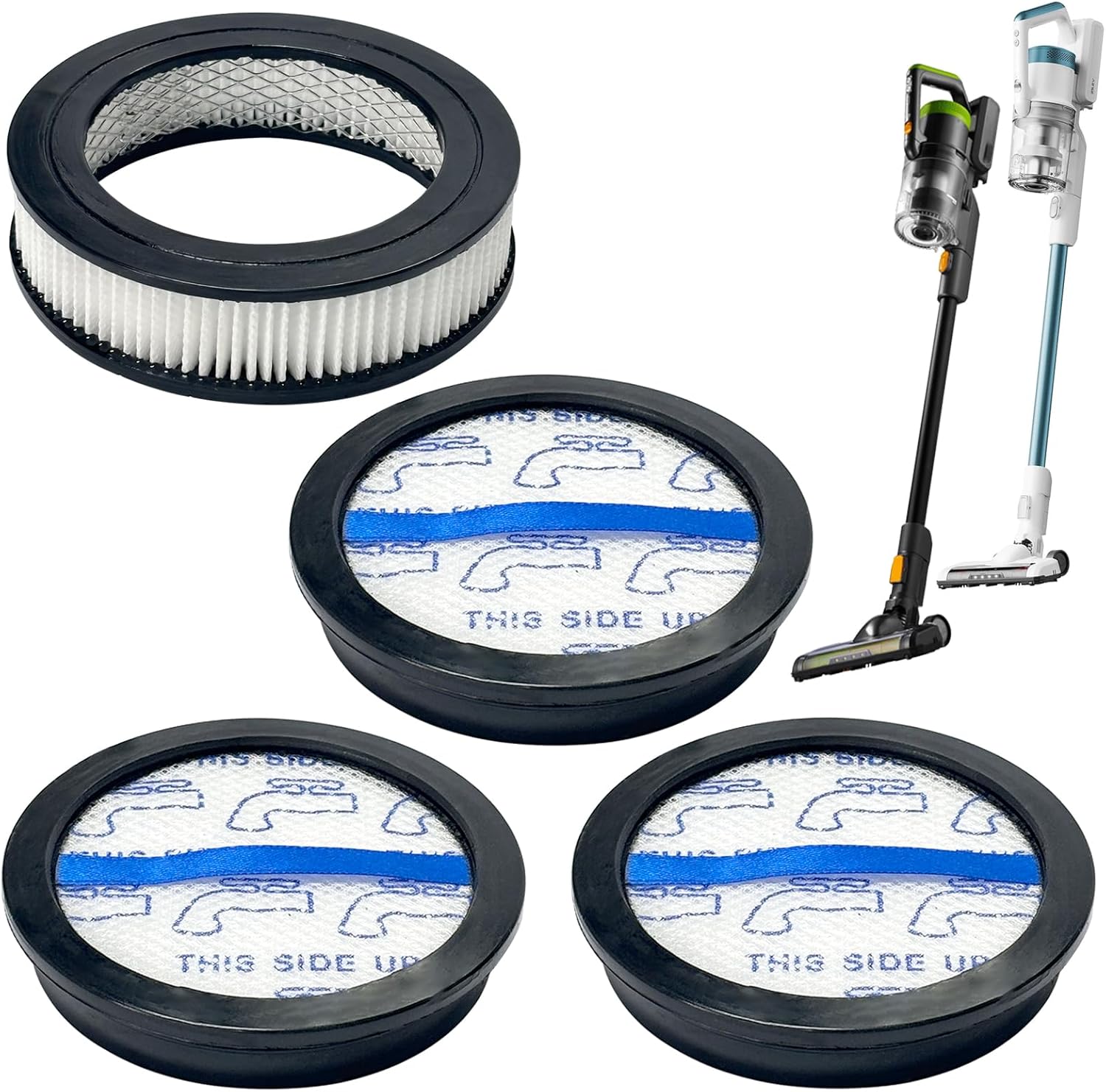Vacuum Filters Compatible with Eureka Vacuum Cleaners NEC285GR, NEC280TL, 3 Pack Flet Filters and 1 Pack HEPA Filter