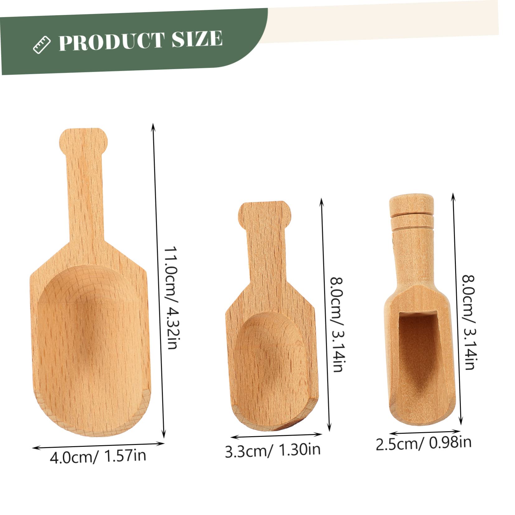 CIYODO Convenient Bath Salt Scoop 3pcs Wooden Tea Spoons Multi-use Scoops for Tea Medication Fertilizer Smooth Japanese Craftsmanship