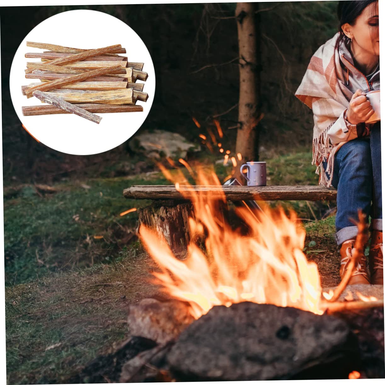 Firelighters for Bag of Wood Firelighters Survival Wood Sticks Easy to Light Firewood for Campfire Barbecue and
