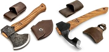 BeaverCraft AX3 Camping Hatchet Axe AX2 Forged Adze Woodworking Bowl Adze with Wooden Handle Woodcarving