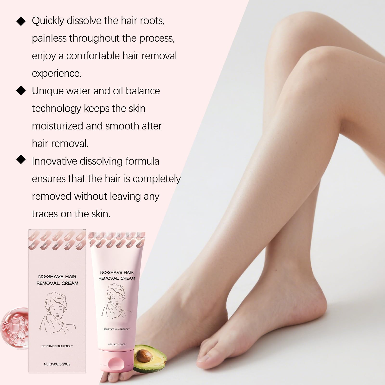 No Shave, crema depilazione per donne e uomini, crema depilazione per gambe, braccia e zona bikini, senza dolore, Intim, crema depilazione per zona pubica, nutre e lenisce la pelle (6)