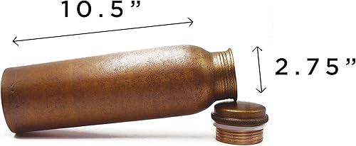 Miniatura 3 de De Kulture - Botella de agua vintage hecha a mano de cobre puro con tapa, ideal para beber con beneficios de ayurveda y yoga, 2.75 x 10 pulgadas