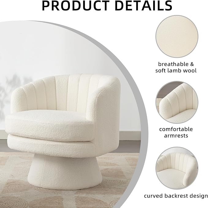Silla De Oficina Giratoria Ergonómica Con Brazos Beige miniatura 4