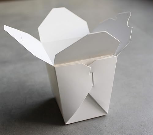 Miniatura 4 de Paquete de 50 cajas de papel blanco chino de 16 onzas, contenedor plegable de fideos para llevar alimentos