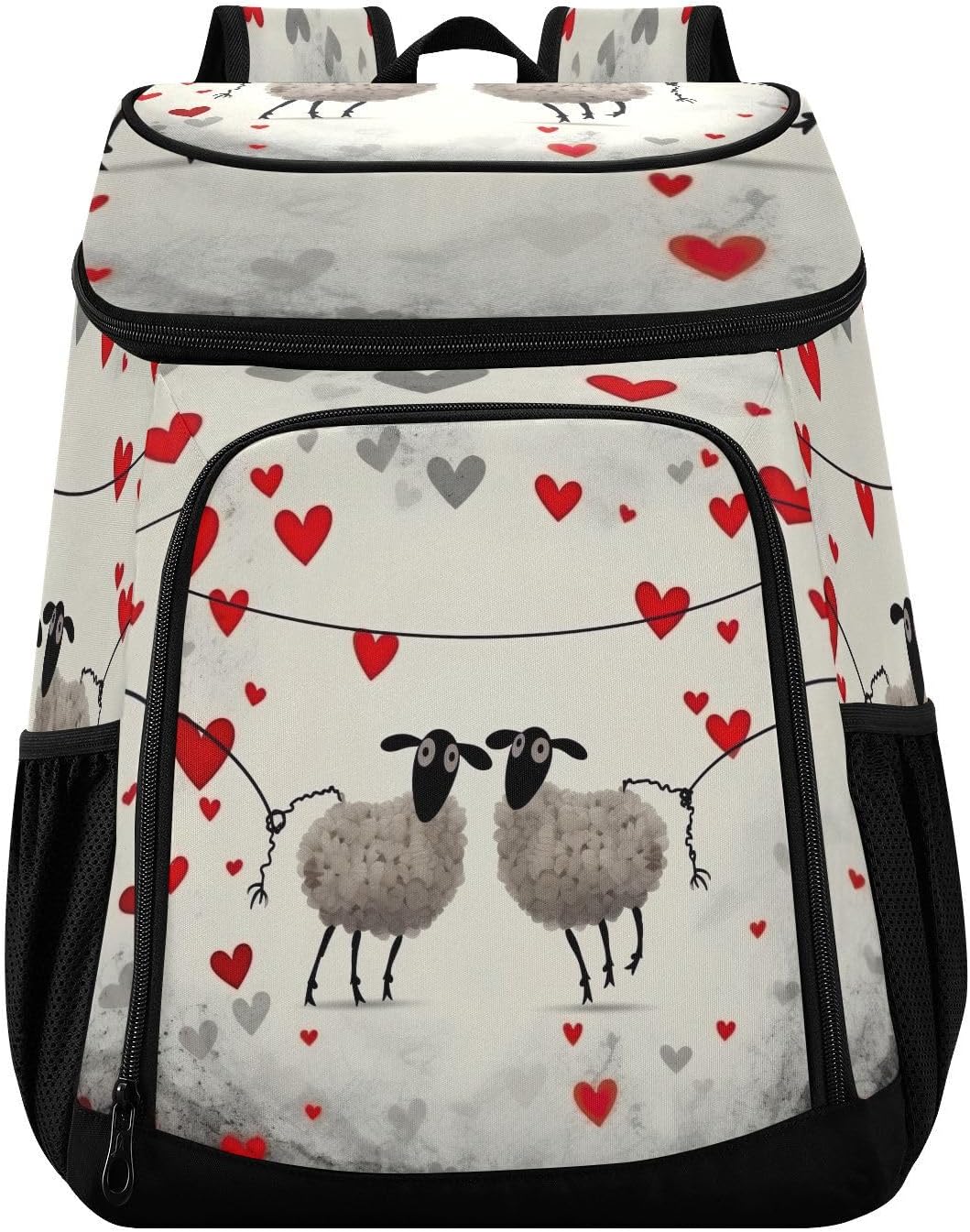 Two Lovely Sheep Cooler Backpack 36 Cans Leakproof Waterproof Backpack Cooler Bag Beach Accessories Travel Camping Fishing Backpack for Women Men