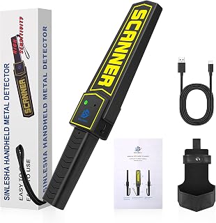 SINLESHA Handheld Metal Detector Wand Rechargeable, High-Sensitivity Security Detector, for Security Inspection, Detect Various Metal Objects, Nails, Weapons, Knives (with Built-in Battery)