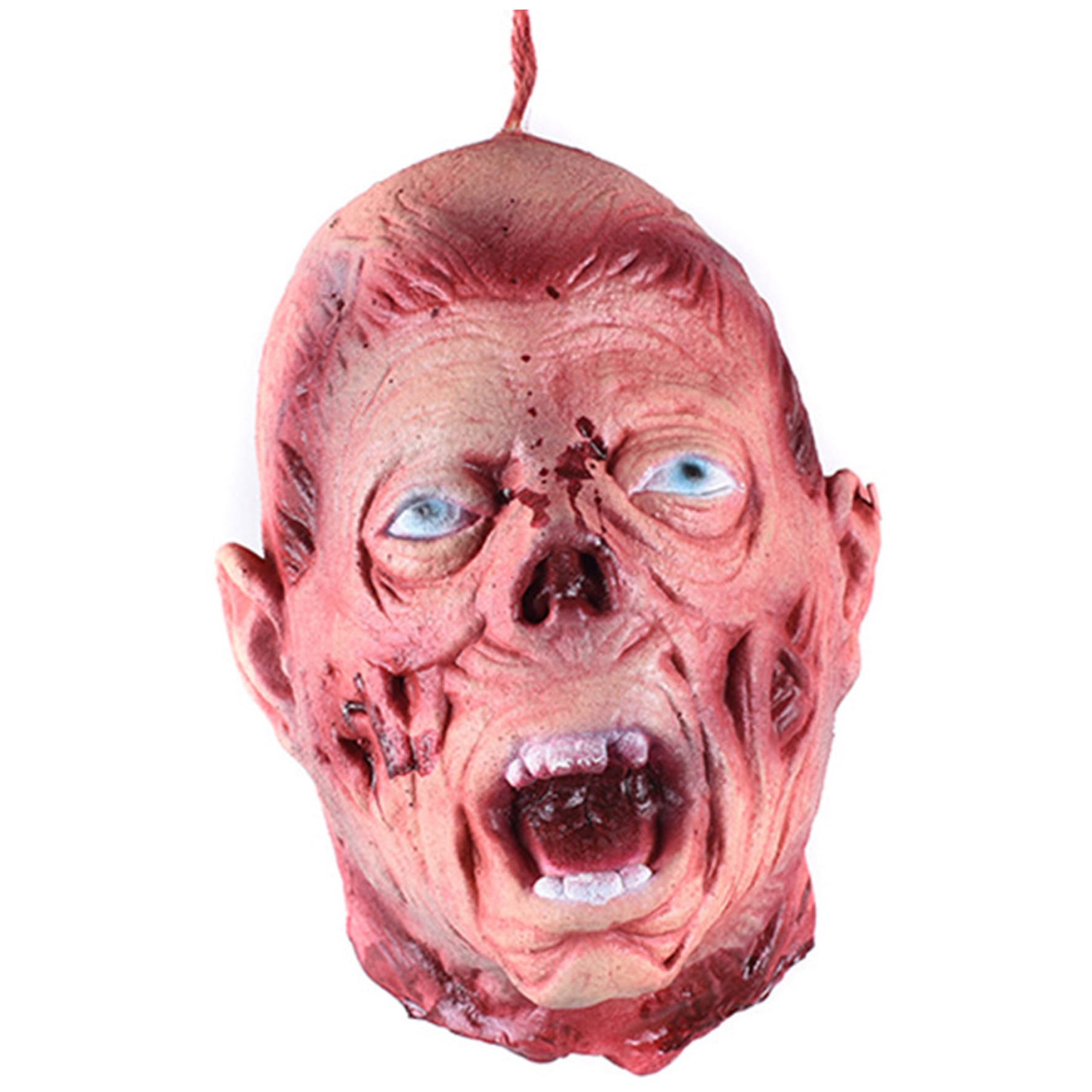 Freiwncr Severed Head Hanging Scary Cut Off Severed Head Prop Realistic Body Parts Decorative Latex Horror Props For Party Haunted House Prank Movie Prop